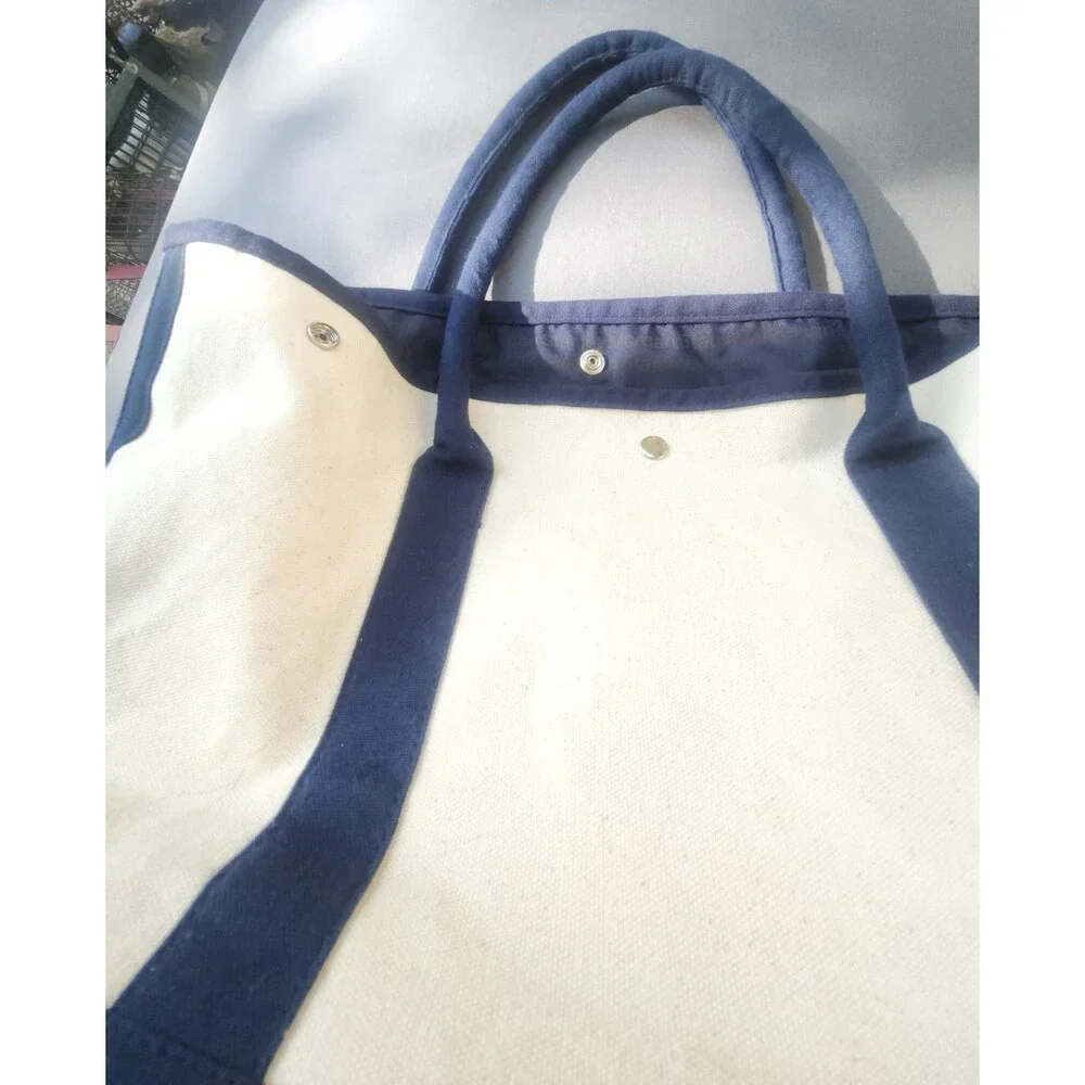 Morgan Stanley Scarborough & Tweed Canvas Snap Boat Tote Bag – Navy Trim